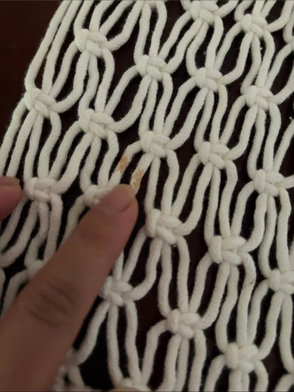 Handmade Macramé Table Runner Boho Cotton Fringe Natural Ivory Knotted Decor